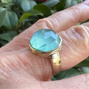 Melinda Maria Green and Gold Statement Ring - West Palm Beach Chic - Chalcedony
